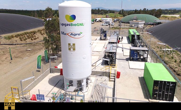 Fotografía de planta de biometano licuefacción en chile.