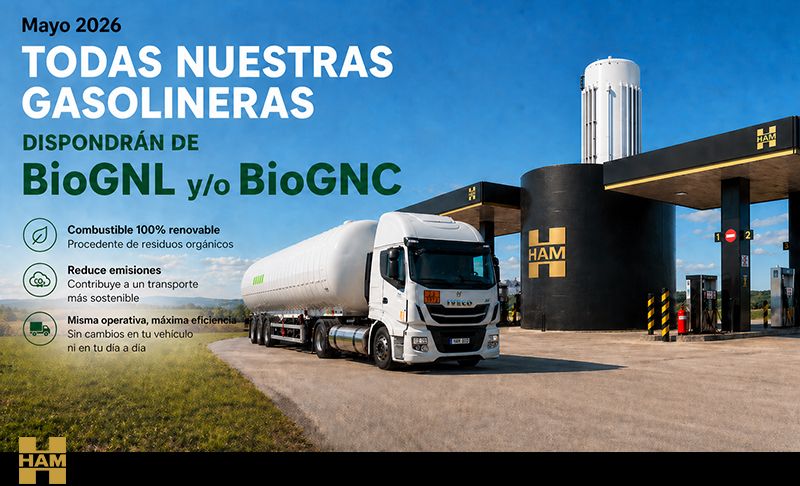 Grupo HAM dispondrá de BioGNL y/o BioGNC en toda su red de estaciones de servicio durante el mes de mayo
